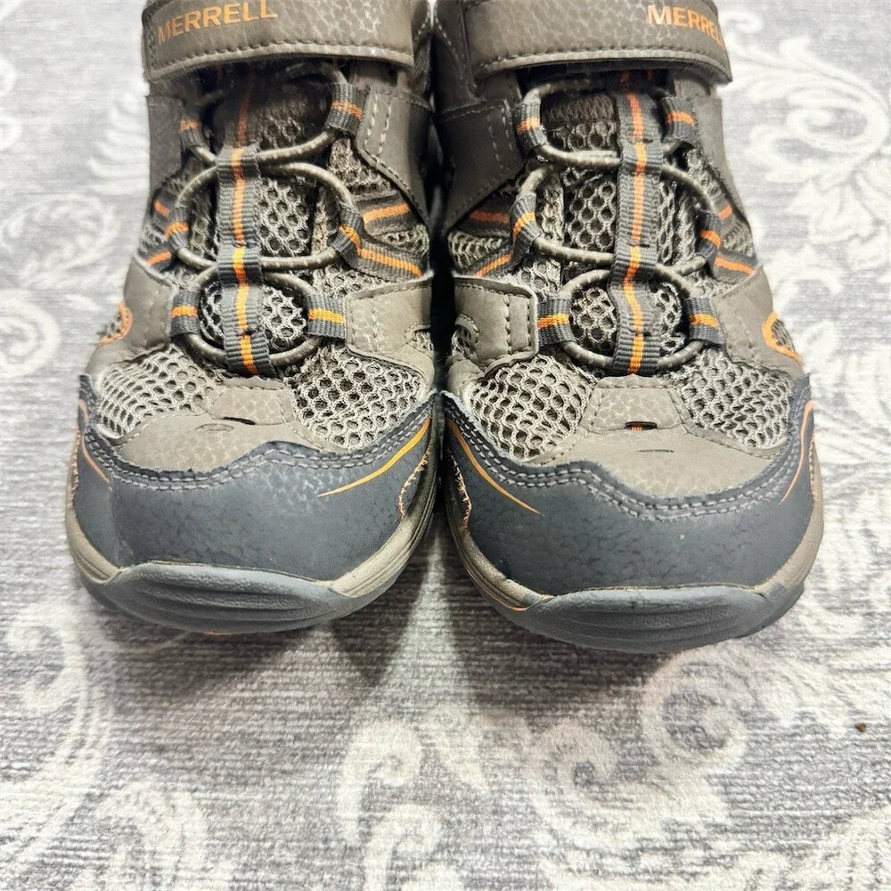 Merrell Trail Chaser Boys Hiking Trail Sneakers Gray Orange Hook & Loop